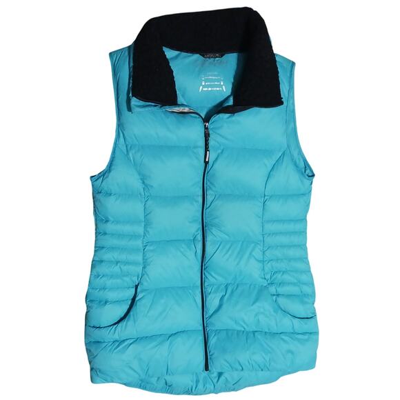 Calvin Klein Puffer Vest Teal Green Wind Resistant MP3 Player Pocket Size S - Picture 1 of 12